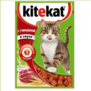 Kitekat Говядина в соусе (Паучи для взрослых кошек ) 85г х 28шт