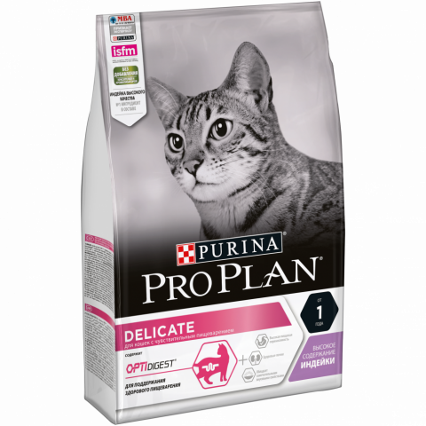 Purina Pro Plan Delicate сухой корм для взрослых кошек с чувствительным пищеварением с индейкой - 3 кг