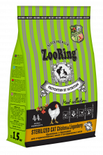 ZooRing Sterilized CAT CHICKEN&Lingonberry (Цыпленок с брусникой), 1,5 кг