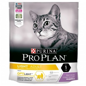 Pro Plan Light Turkey (Корм сухой для кошек низкокалорийный, индейка с рисом), 400 г