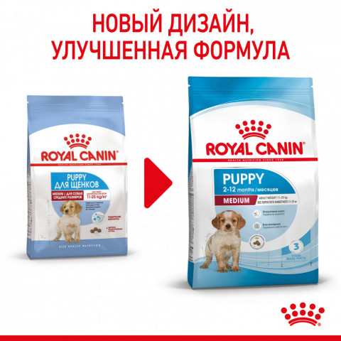 Royal Canin Medium Puppy сухой корм для щенков средних пород с птицей - 3 кг, Здоровое питание для щенков собак средних размеров