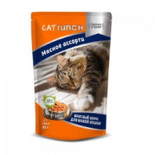Cat Lunch Кусочки в желе для кошек Мясное ассорти (Паучи для взрослых кошек) 85г х 24шт