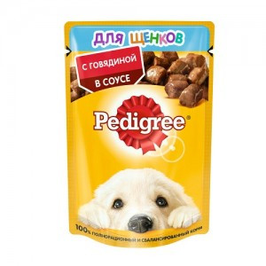 АКЦИЯ Pedigree для щенков Говядина в соусе (Паучи для щенков), 85г х 28шт