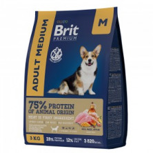 Brit Premium Dog Adult Medium (Корм для взрослых собак средних пород от 10 до 25 кг, с курицей), 1 кг