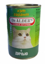 Консервы Dr. Alder's Cat Garant для взрослых кошек с дичью 415 г х 24 шт