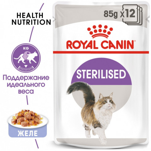 Royal Canin Sterilised паучи для стерилизованных кошек кусочки в желе - 85 г*24 шт