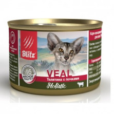 Blitz Holistic Veal and Kidneys Adult Cats All Breeds (Консервы для взрослых кошек с телятиной и почками (паштет)), 200 г