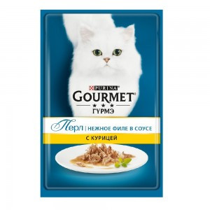 Gourmet Perle Курица (Паучи для кошек Мини-Филе, Курица в подливе), 85г х 24шт