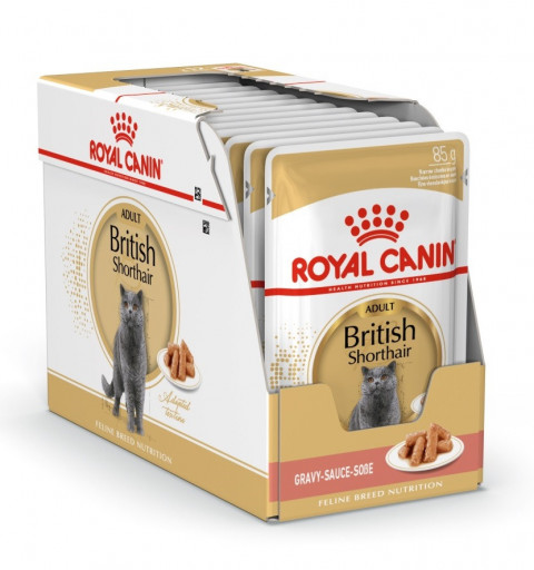 Royal Canin British Shorthair Adult паучи для взрослых британских короткошерстных кошек в соусе - 85 г*24 шт