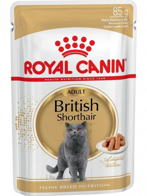Royal Canin British Shorthair Adult паучи для взрослых британских короткошерстных кошек в соусе - 85 г*24 шт