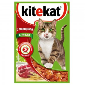 Kitekat (Паучи для кошек с Говядиной в желе) 85г х 28шт