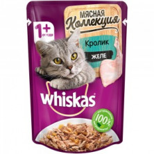 Whiskas Мясная Коллекция Кролик в желе (Паучи для взрослых кошек), 75г х 28шт